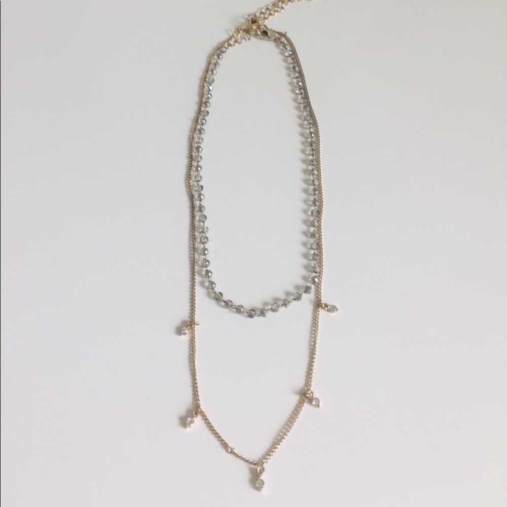 Francesca's Baby Blue/Grey Gold Diamond Necklace